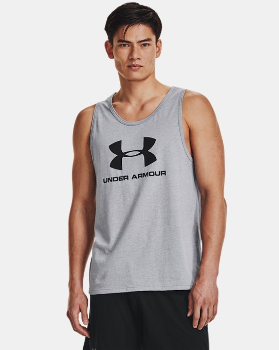 Camiseta sin mangas UA Sportstyle Logo para hombre, Gray, pdpMainDesktop image number 0